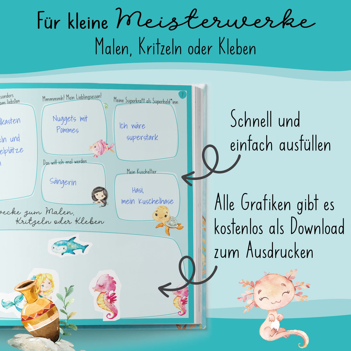 Freundebuch Kindergarten Meerjungfrauen Kindergarten Freundebuch lila liebt dich