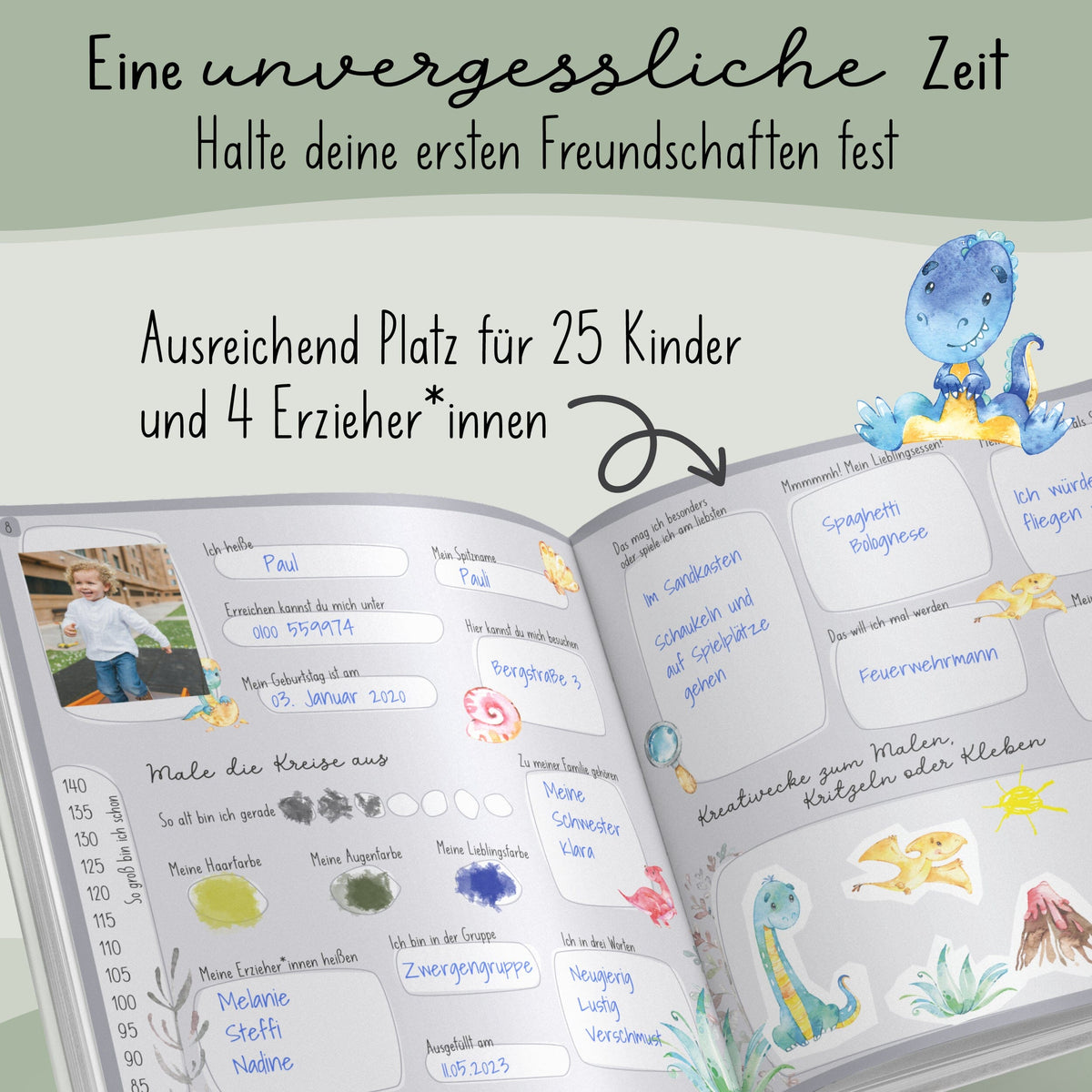 Kindergarten Freundebuch Dinos Kindergarten Freundebuch lila liebt dich