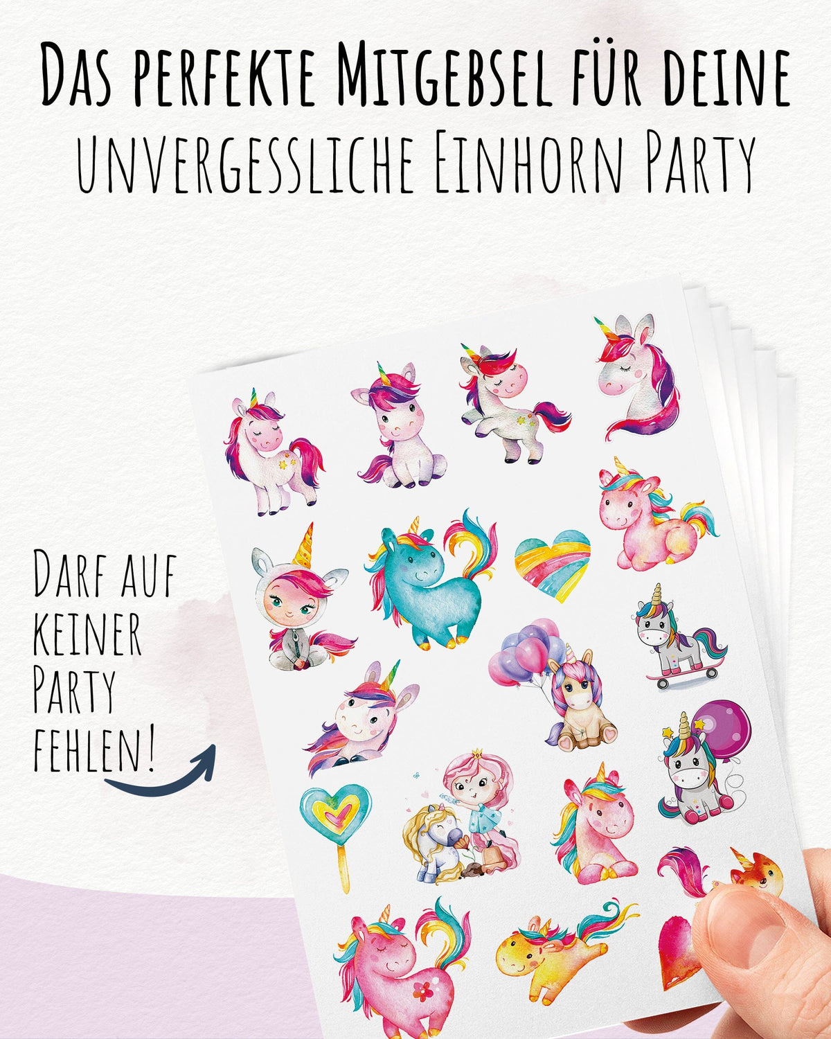 Mitgebsel Kindertattoos "Wundervolle Einhörner" – 6 gleiche Bögen Kindertattoos lilaliebtdich