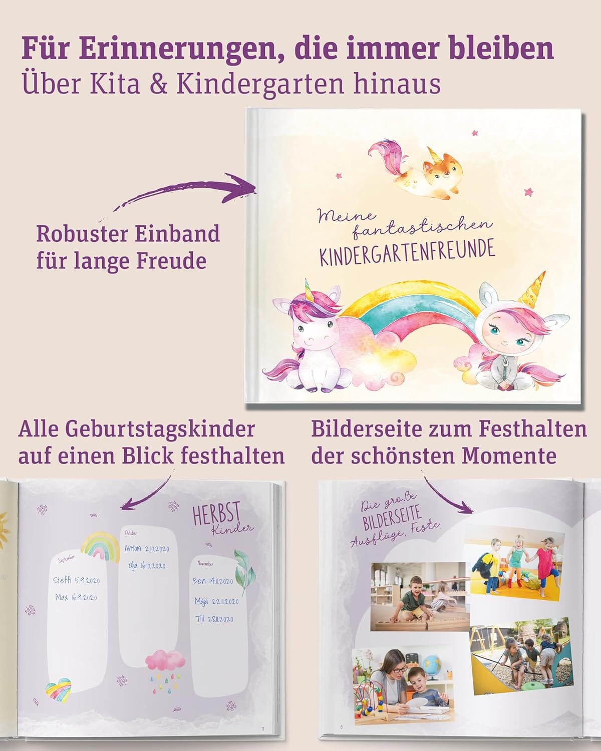 Meine fantastischen Kindergartenfreunde - Einhörner Kindergarten Freundebücher LiBe Verlag 
