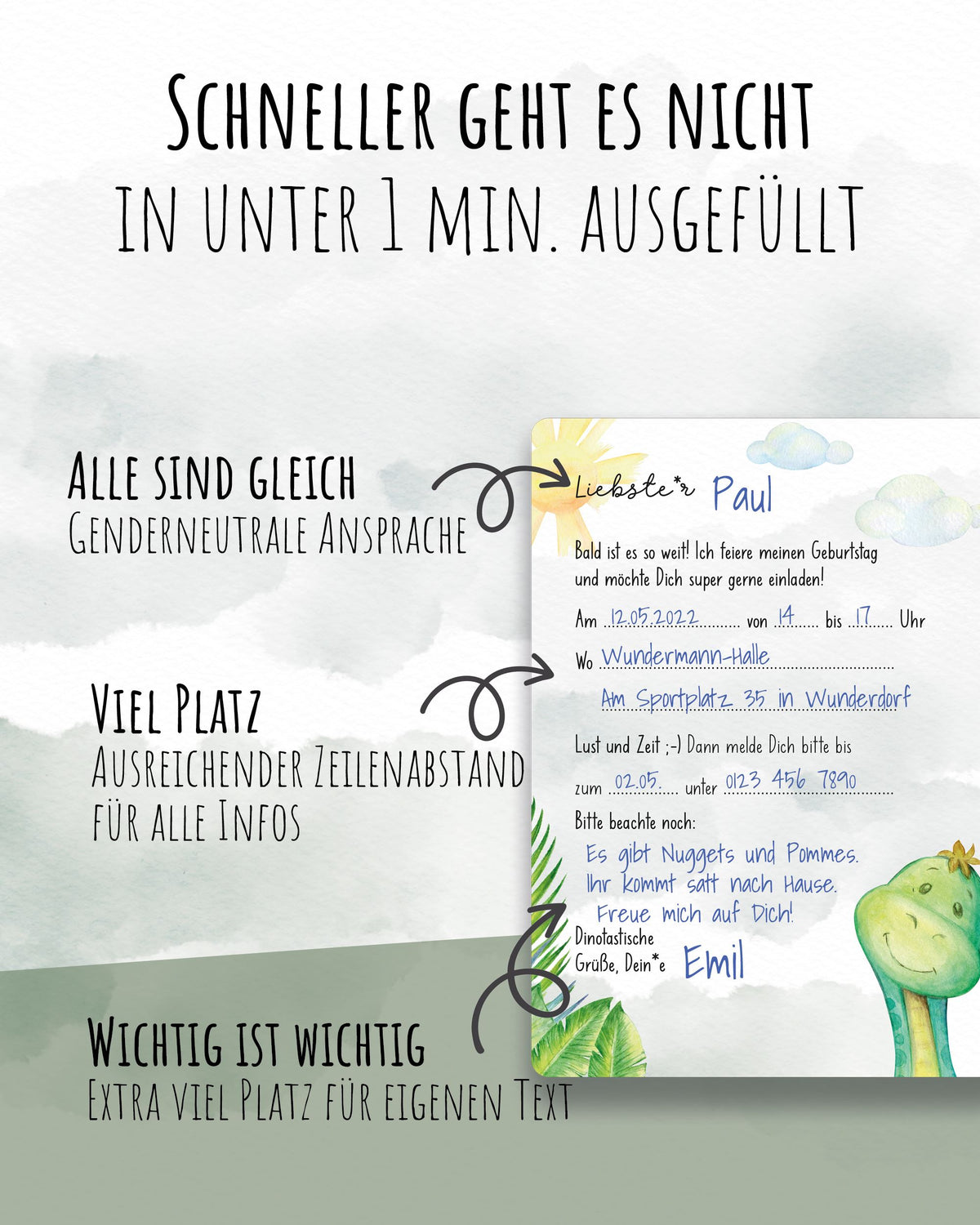 Einladungskarte Kindergeburtstag "Dinotastische Einladung" Einladungskarten lilaliebtdich 