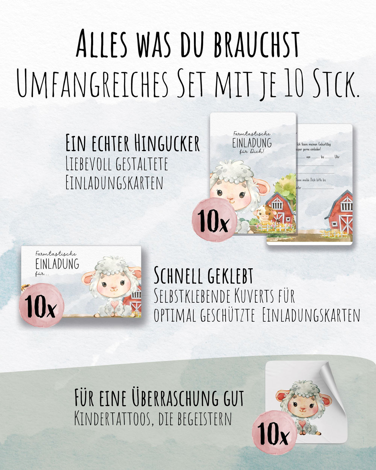 Einladungskarte Kindergeburtstag "Farmtastische Einladung" Einladungskarten lilaliebtdich 