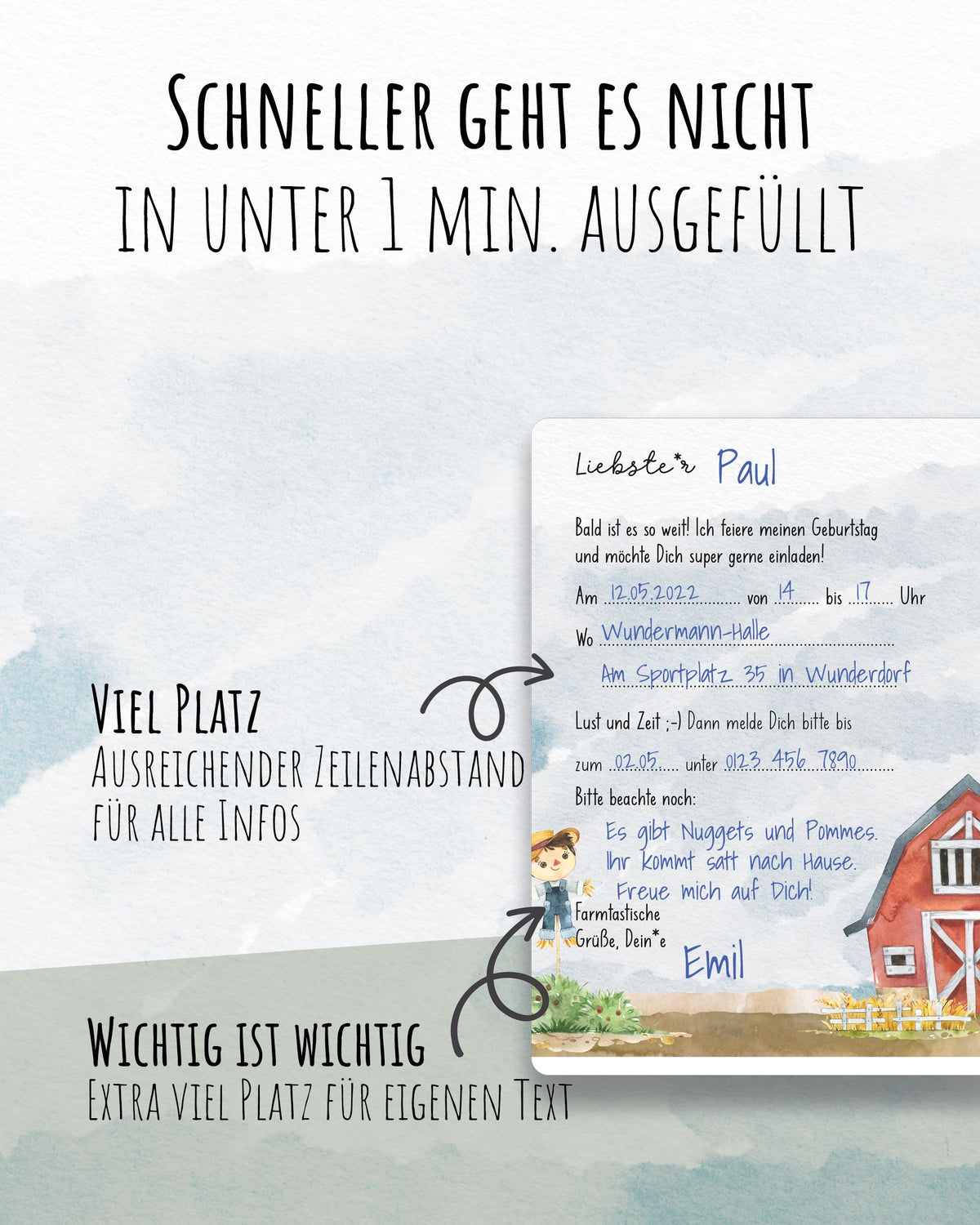 Einladungskarte Kindergeburtstag "Farmtastische Einladung" Einladungskarten lilaliebtdich 