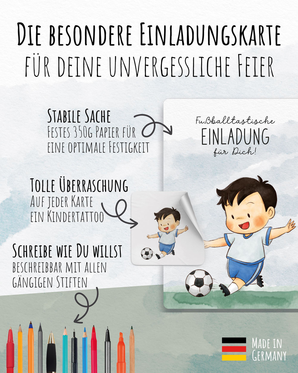 Einladungskarte Kindergeburtstag "Fussballtastische Einladung" Einladungskarten lilaliebtdich 