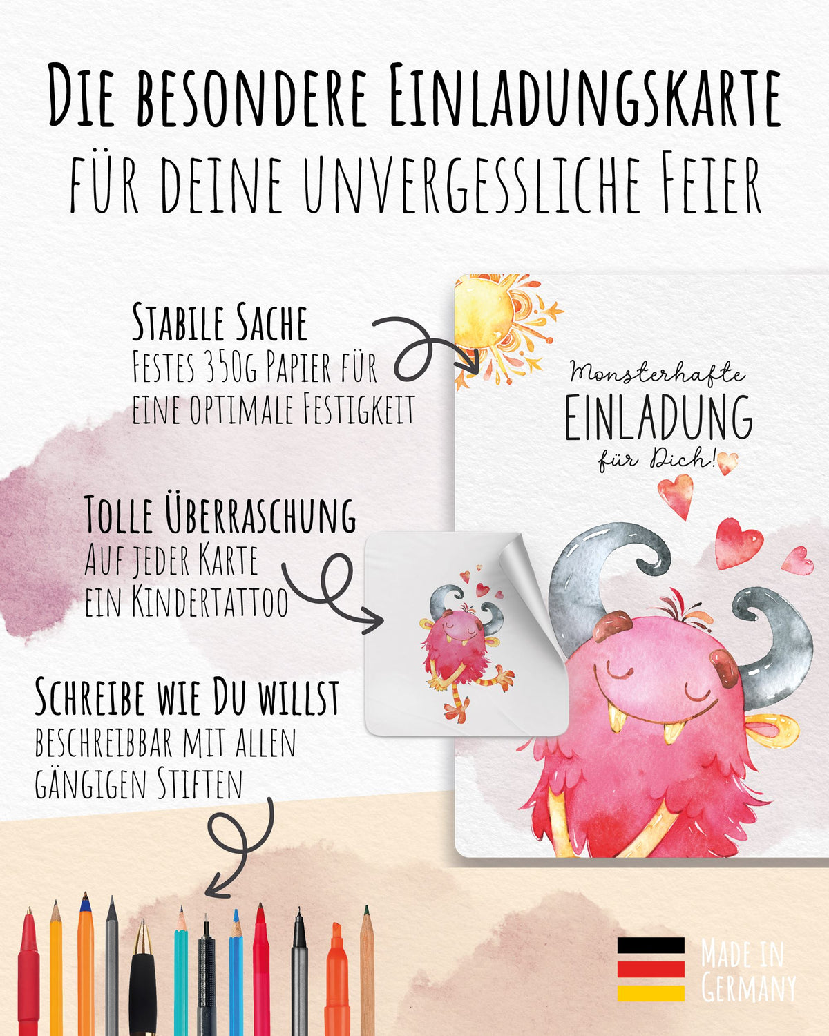 Einladungskarte Kindergeburtstag "Monsterhafte Einladung" Einladungskarten lilaliebtdich 