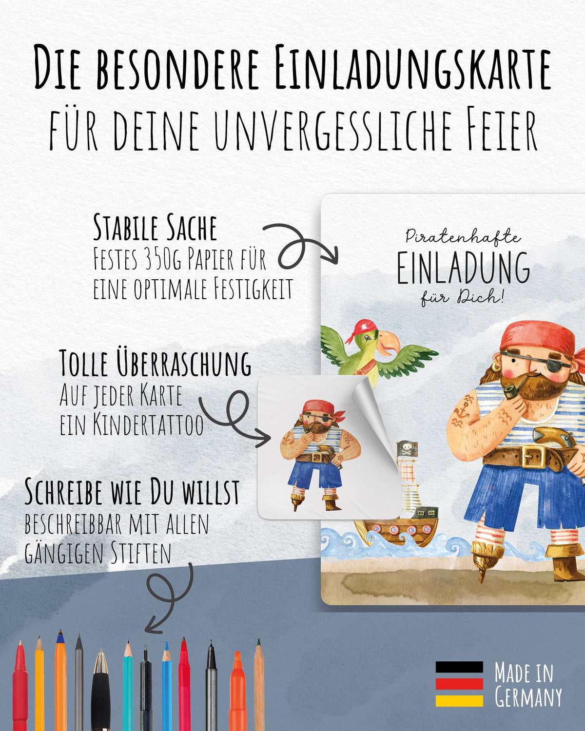 Einladungskarte Kindergeburtstag "Piratenhafte Einladung" Einladungskarten lilaliebtdich 