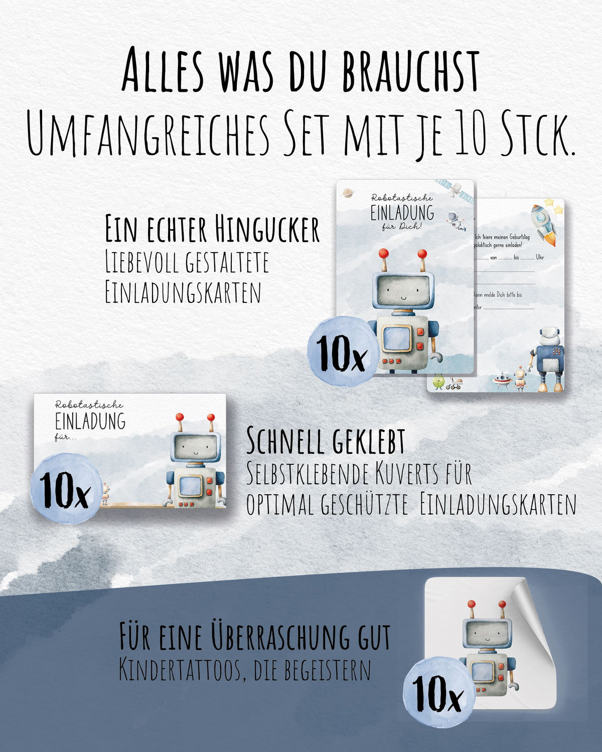 Einladungskarte Kindergeburtstag "Robotastische Einladung" Einladungskarten lilaliebtdich 