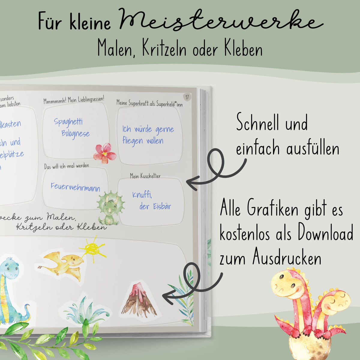 Kindergarten Freundebuch Dinos Kindergarten Freundebuch lila liebt dich 